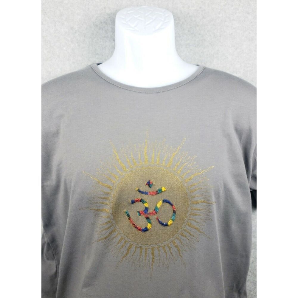 Yak & Yeti Men's‎ T Shirt Short Sleeve Pockets Large Gray Nepal Graphic